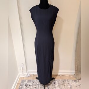 1990s Vintage Cynthia Rowley Navy Dress Size 6 Open Back Sleeveless
